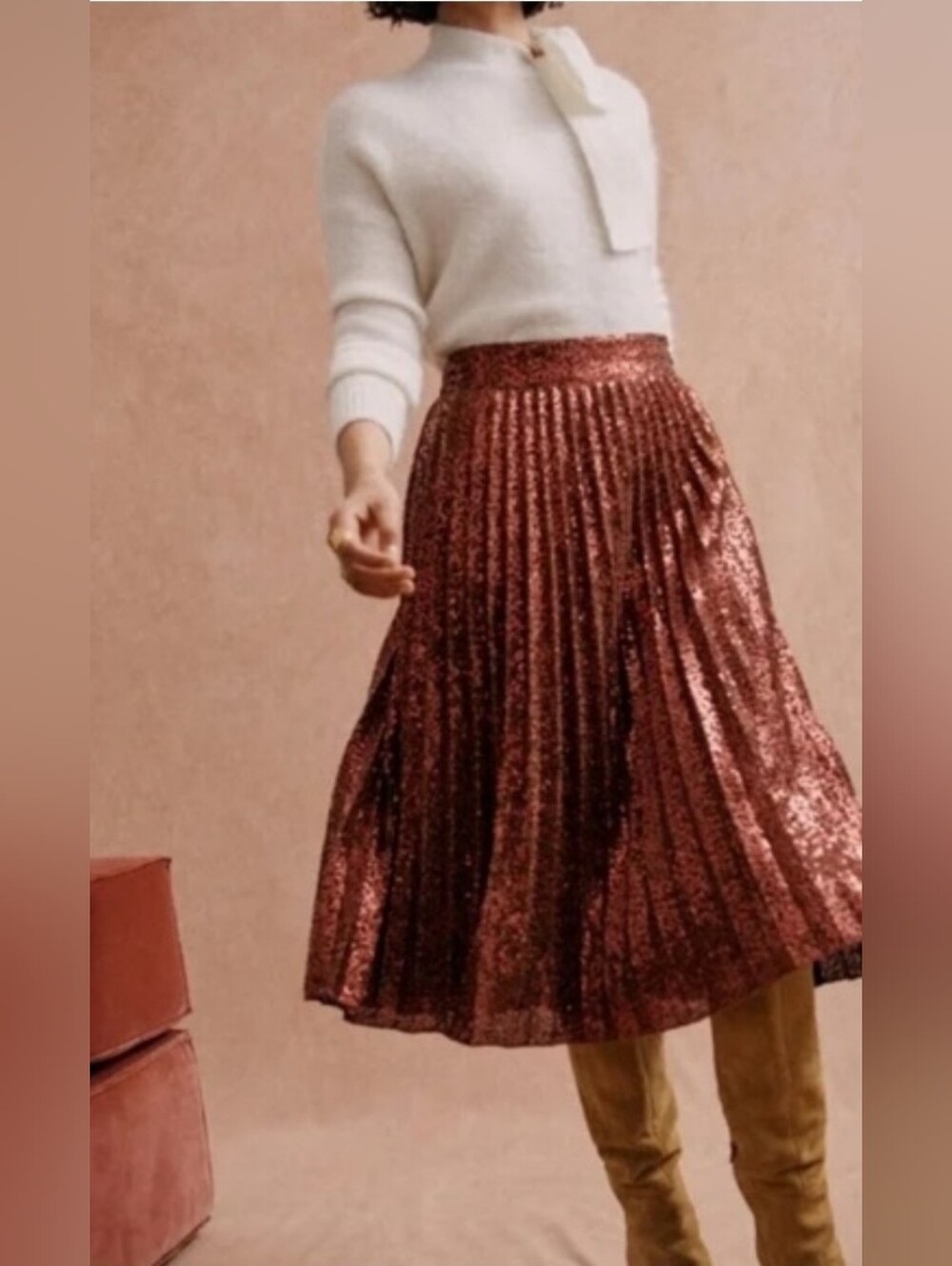 Sezane Dino Skirt Bronze